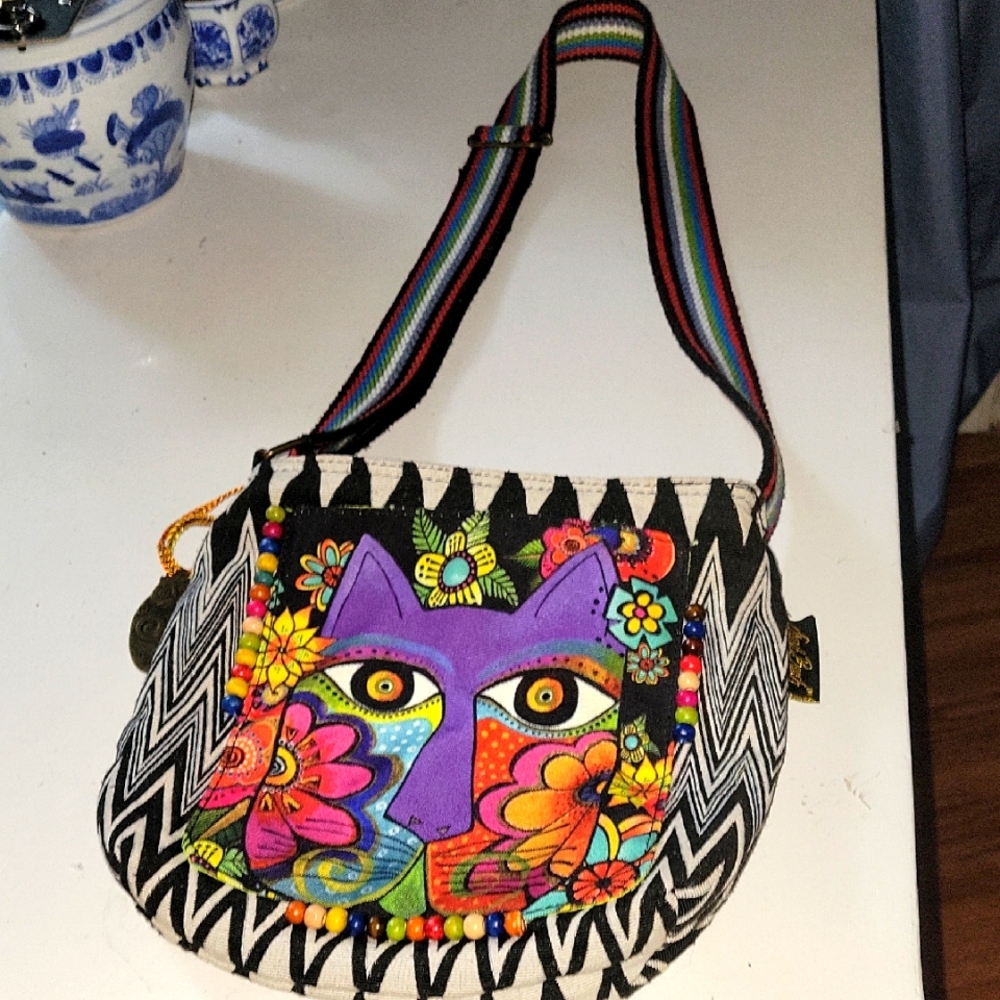 Laurel Burch Multicolor Cat Shoulder Bag